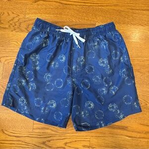 1901 Navy Blue Swim Trunks with Pattern